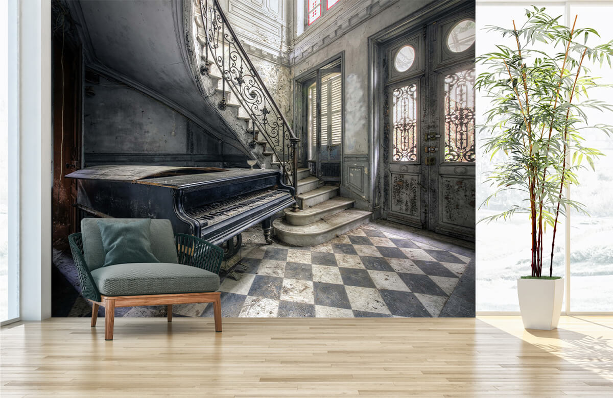 wallpaper Piano in een verlaten ruimte 1