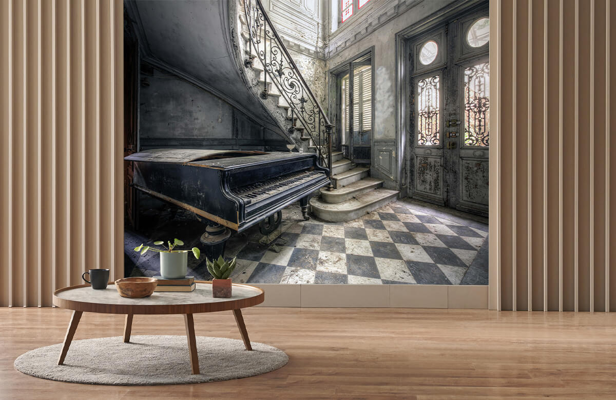 wallpaper Piano in een verlaten ruimte 6