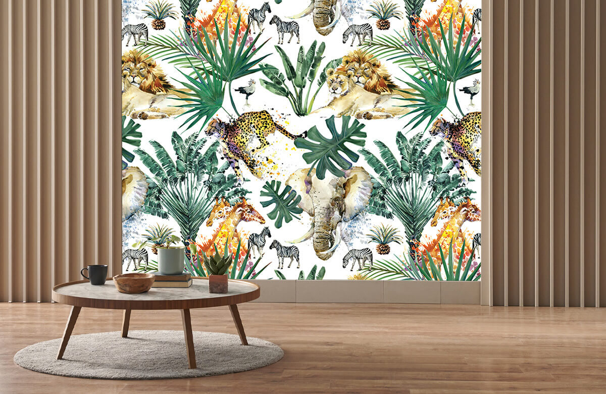 Wallpaper Safari dieren en palmbomen 3