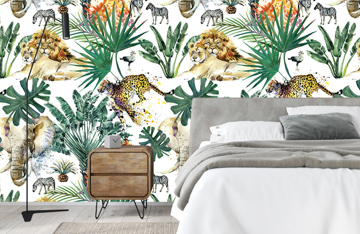 Wallpaper Safari dieren en palmbomen 4