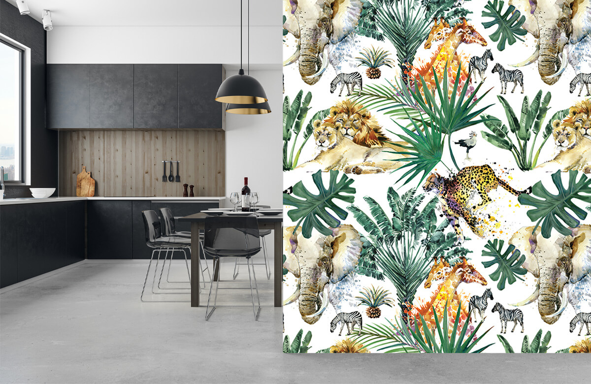 Wallpaper Safari dieren en palmbomen 9