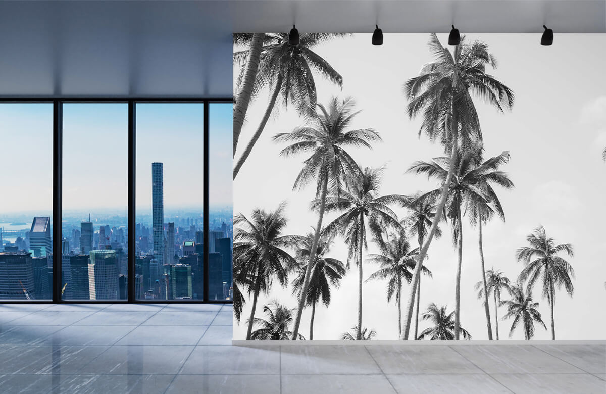 wallpaper Palmbomen in zwart-wit 3