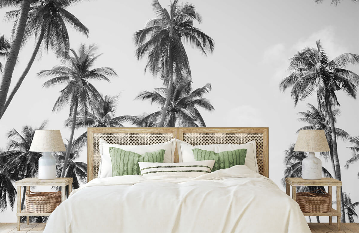 wallpaper Palmbomen in zwart-wit 6