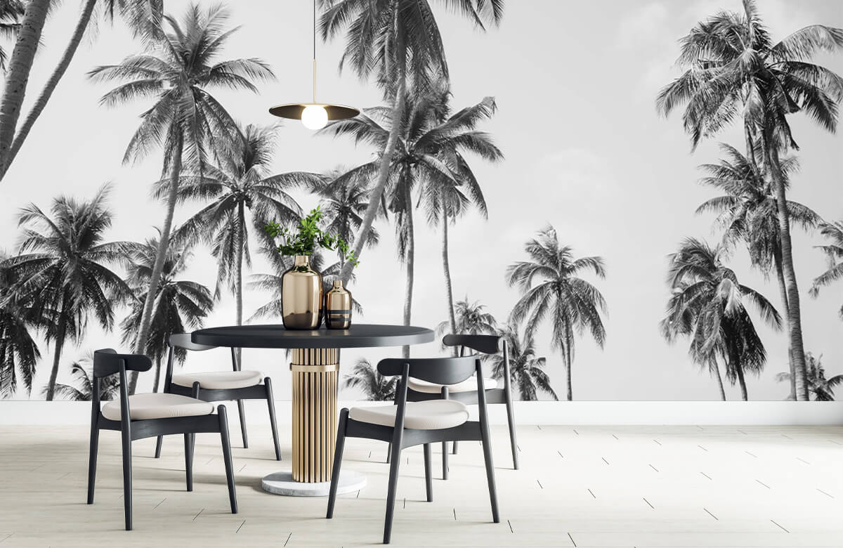 wallpaper Palmbomen in zwart-wit 9