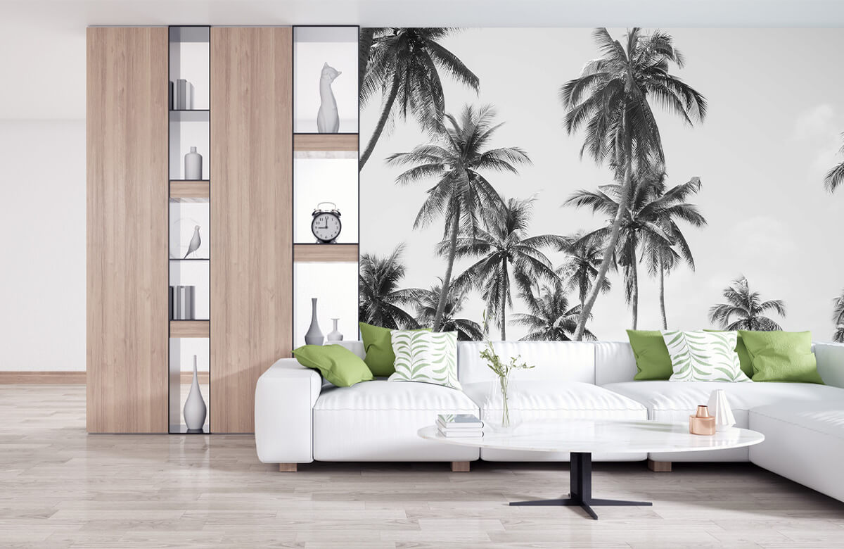 wallpaper Palmbomen in zwart-wit 10