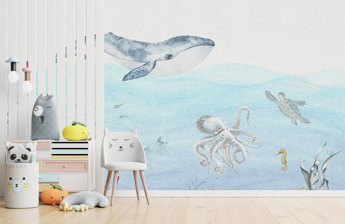 wallpaper Onderwaterwereld met een walvis 1