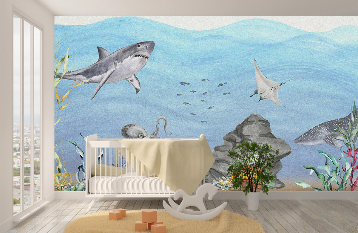 wallpaper Onderwaterwereld met haaien 3