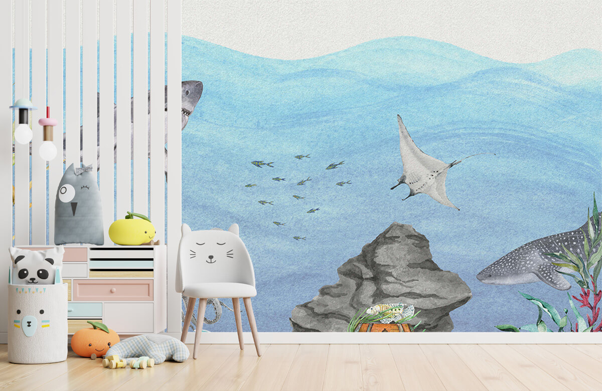 wallpaper Onderwaterwereld met haaien 4