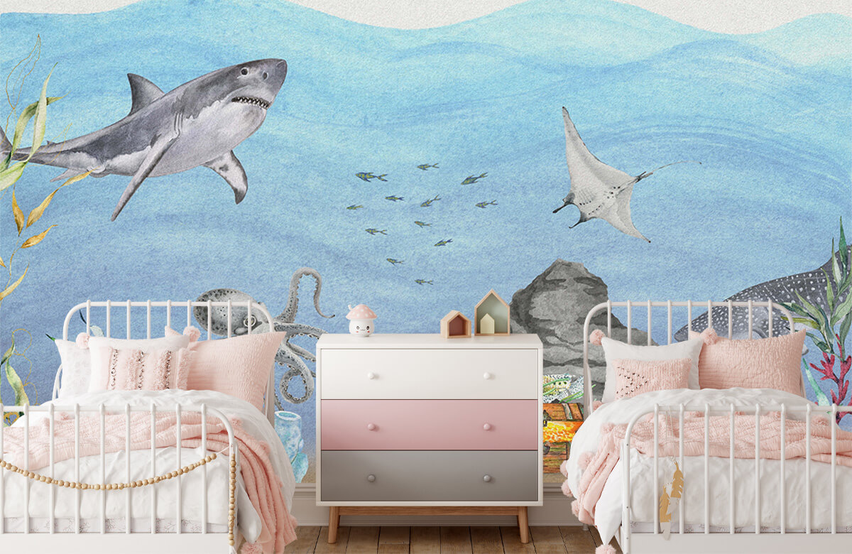 wallpaper Onderwaterwereld met haaien 6