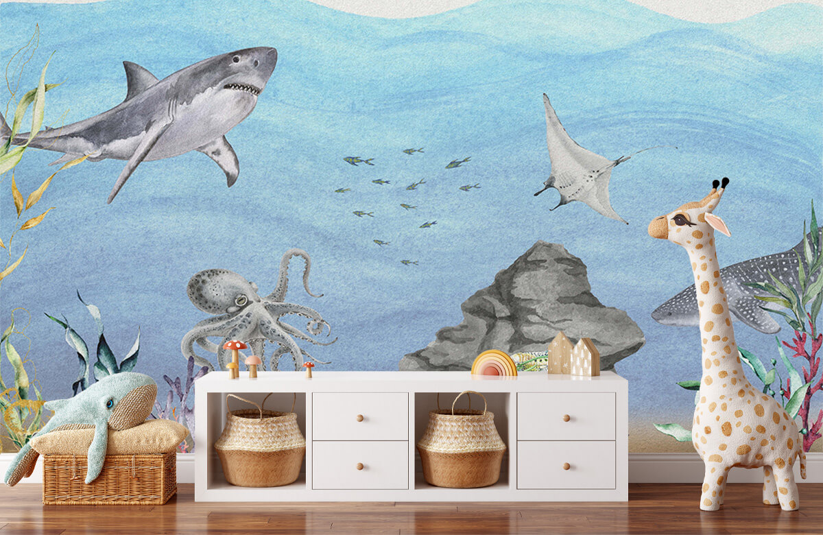 wallpaper Onderwaterwereld met haaien 7