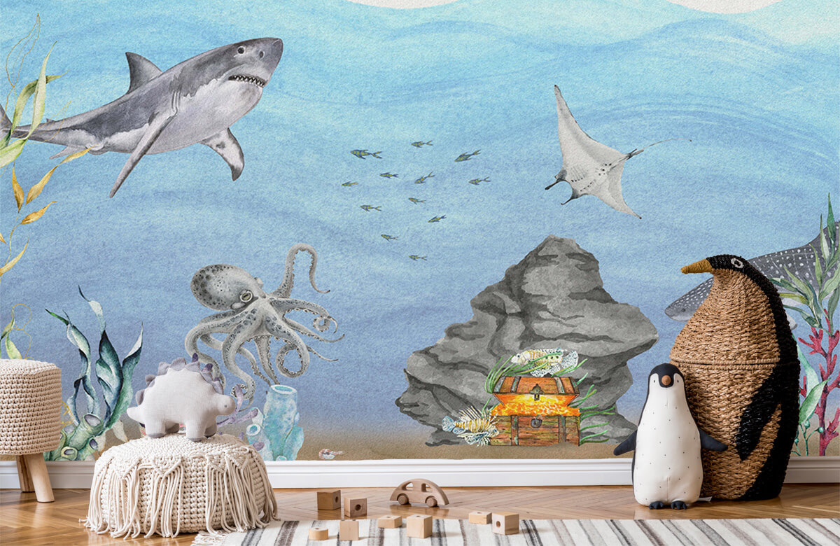 wallpaper Onderwaterwereld met haaien 9