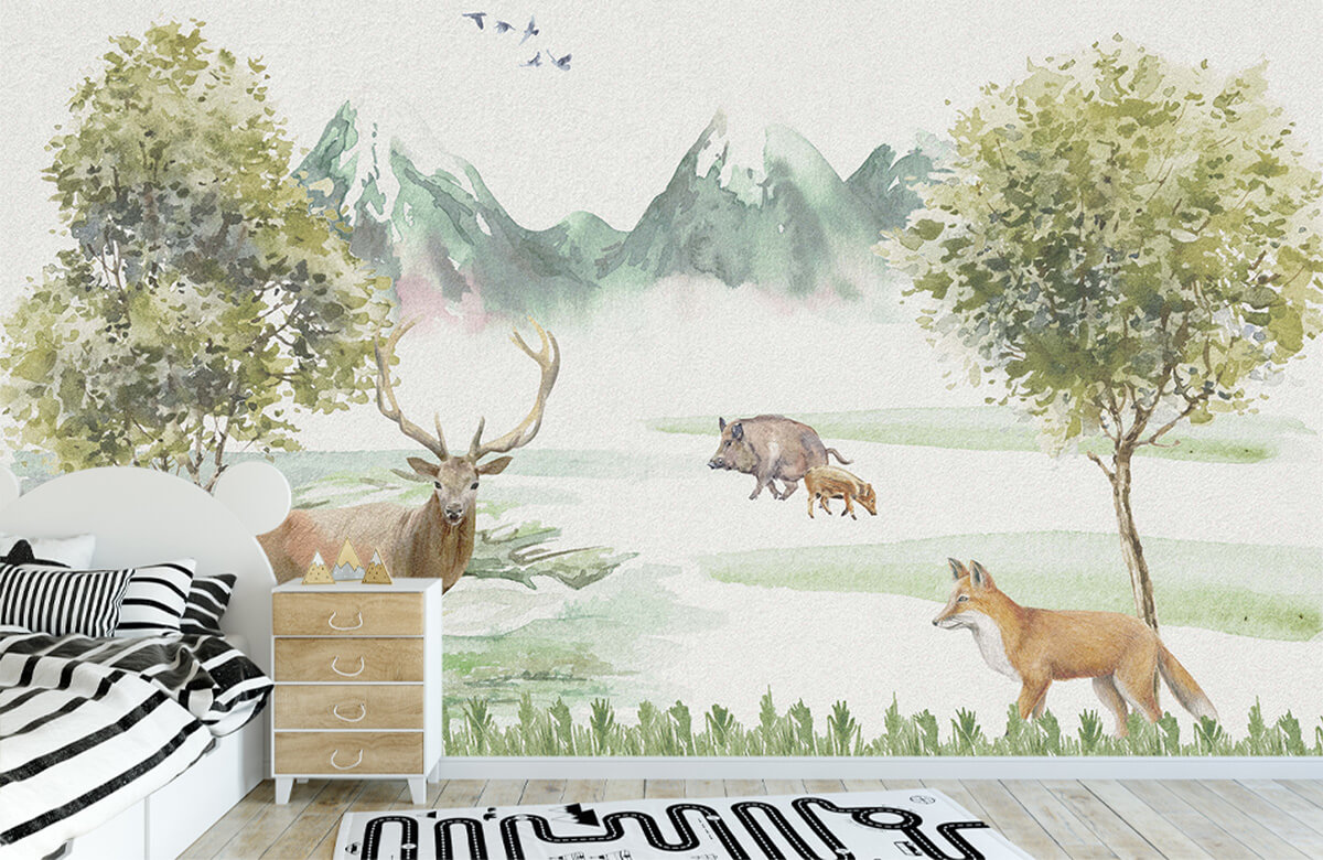 wallpaper Kleurrijke bosdieren 2