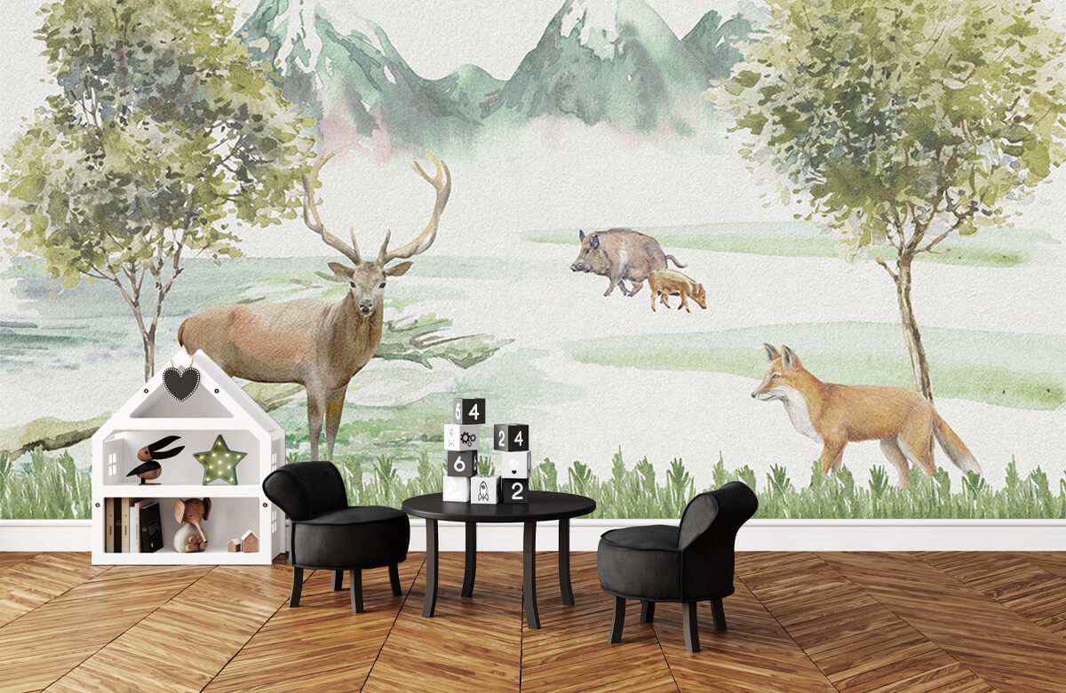 wallpaper Kleurrijke bosdieren 3