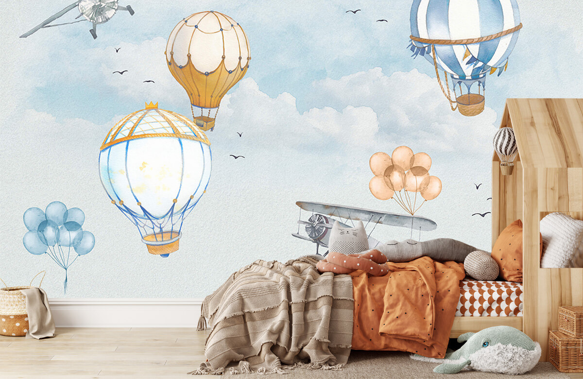 wallpaper Luchtballonnen blauw 5