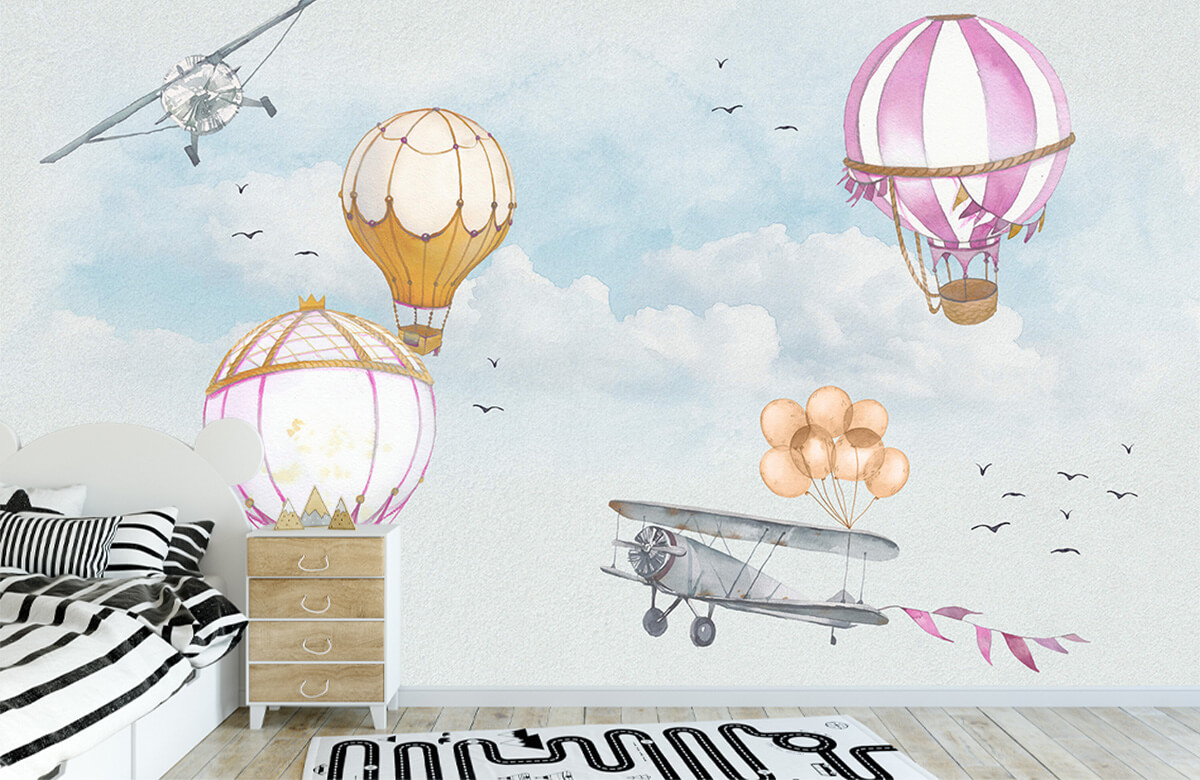 wallpaper Luchtballonnen roze 2