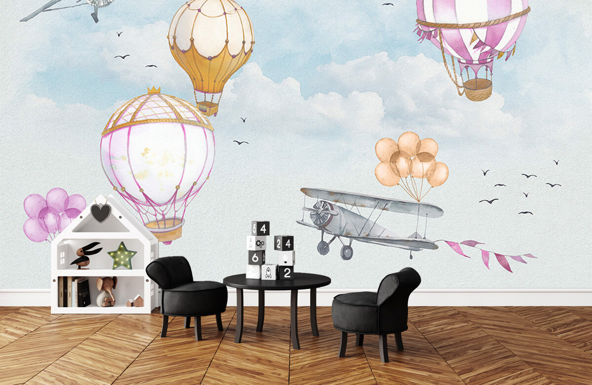 wallpaper Luchtballonnen roze 3