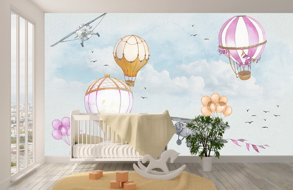 wallpaper Luchtballonnen roze 4