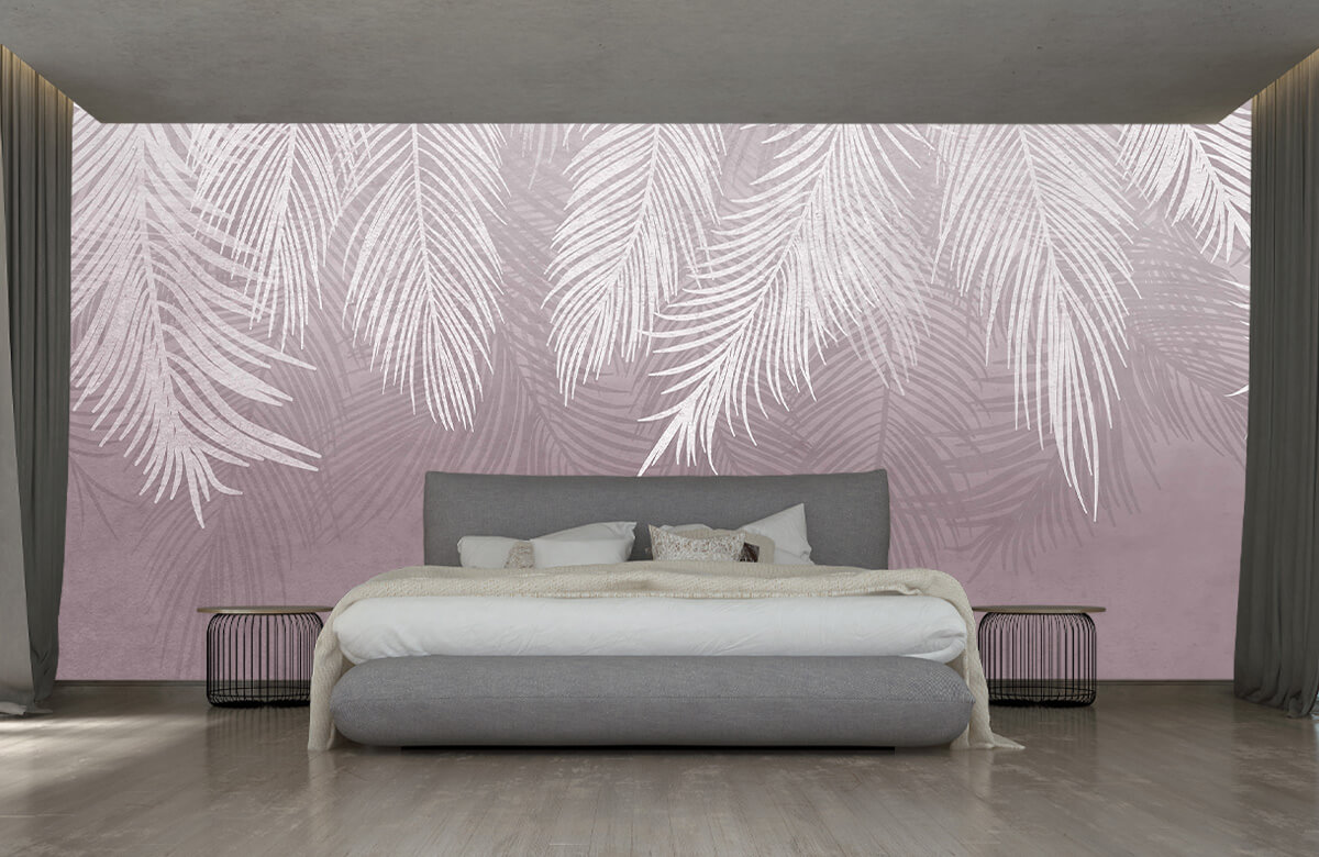Wallpaper Palmbladeren op beton 3