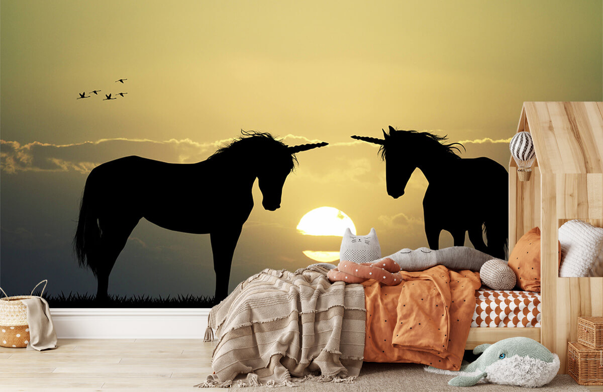 wallpaper Unicorns bij een zonsondergang 4