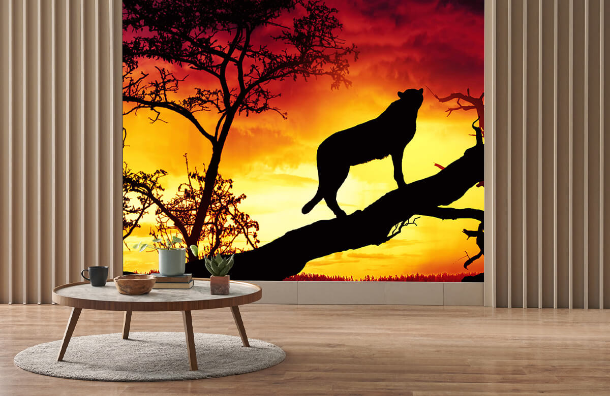 wallpaper Cheetah op een boom 2