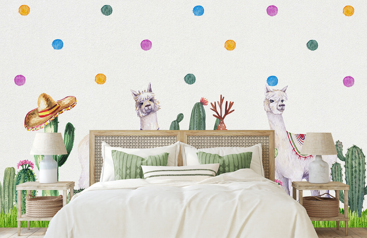 wallpaper Alpaca's tussen cactussen 5