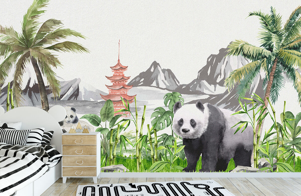 wallpaper Panda's in bamboo jungle 1
