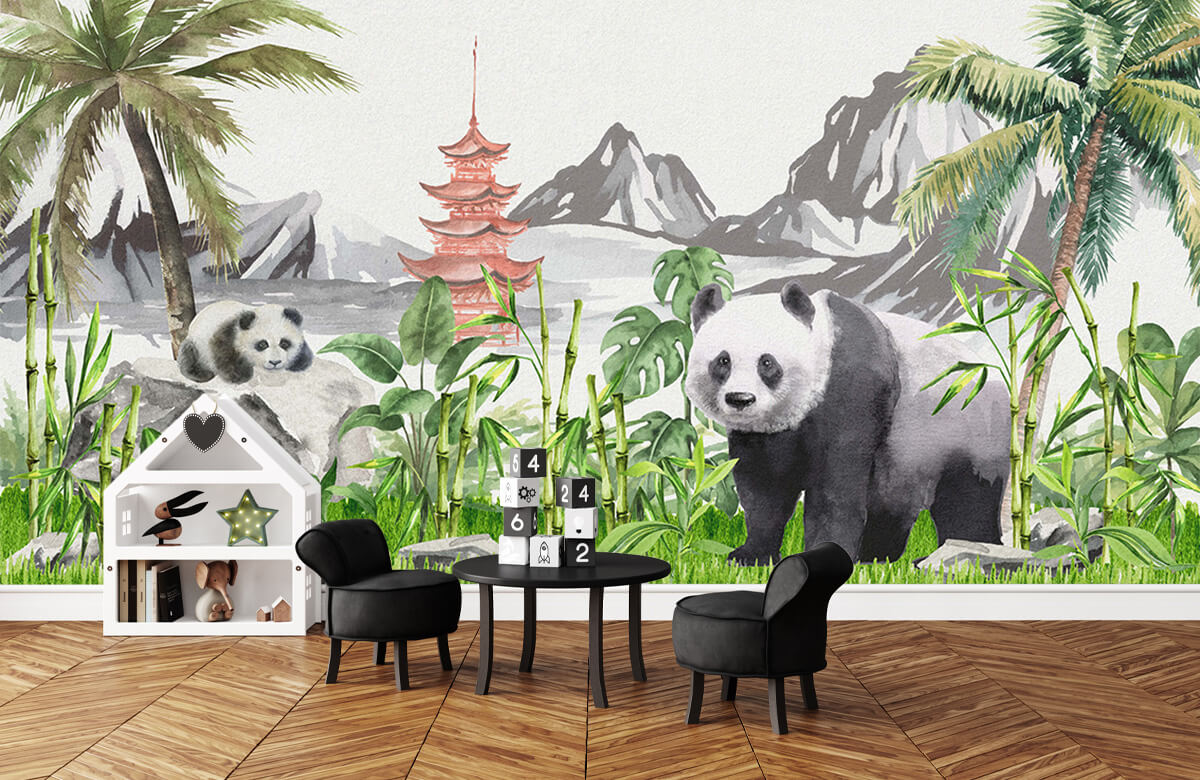 wallpaper Panda's in bamboo jungle 2