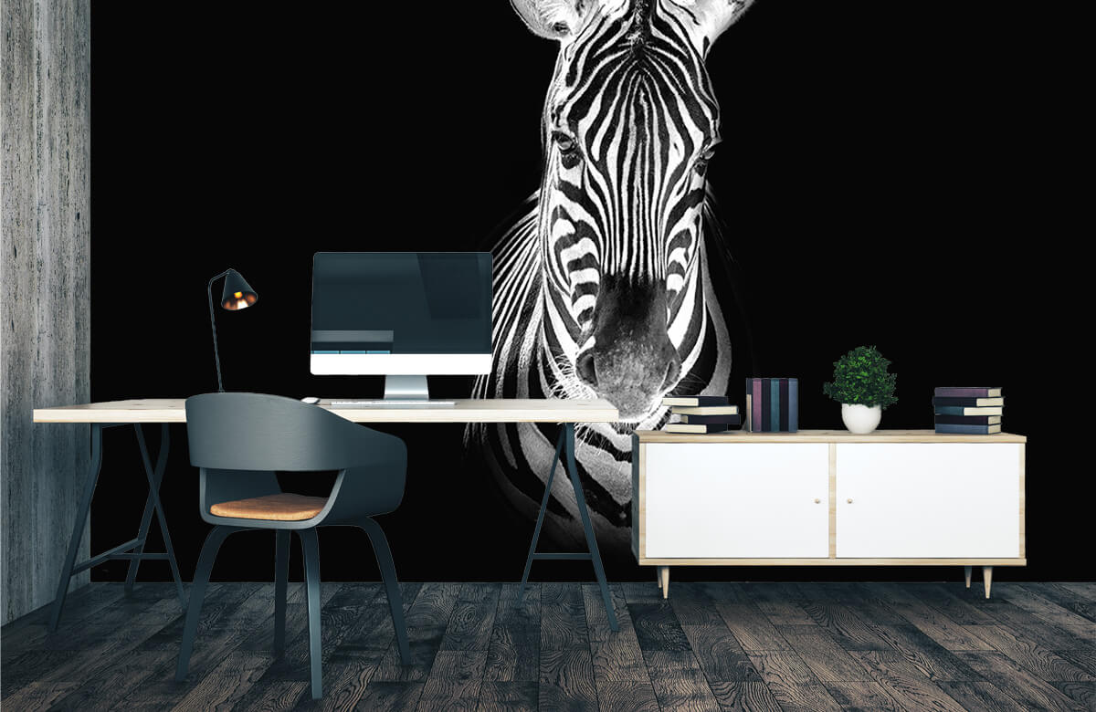 wallpaper Close-up zebra zwart-wit 3