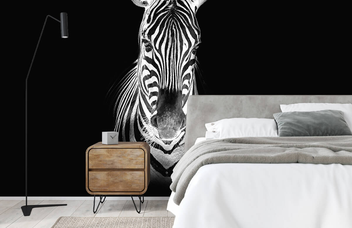 wallpaper Close-up zebra zwart-wit 2