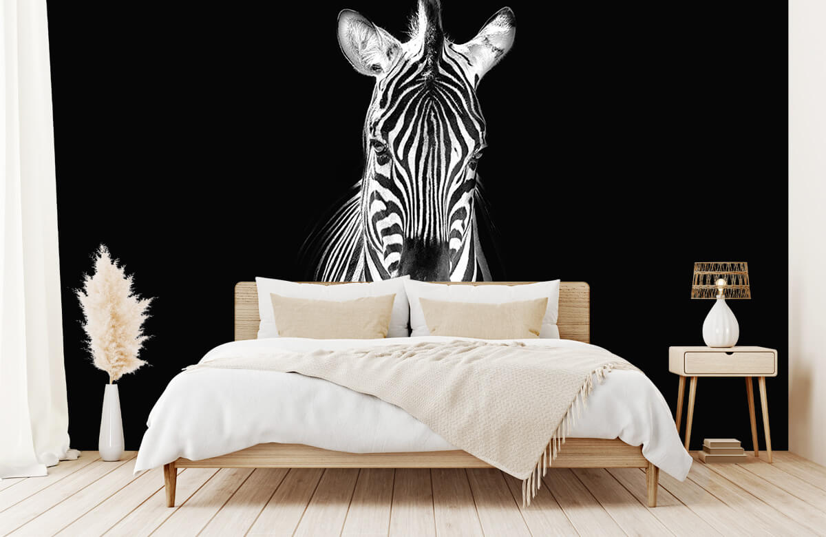 wallpaper Close-up zebra zwart-wit 4