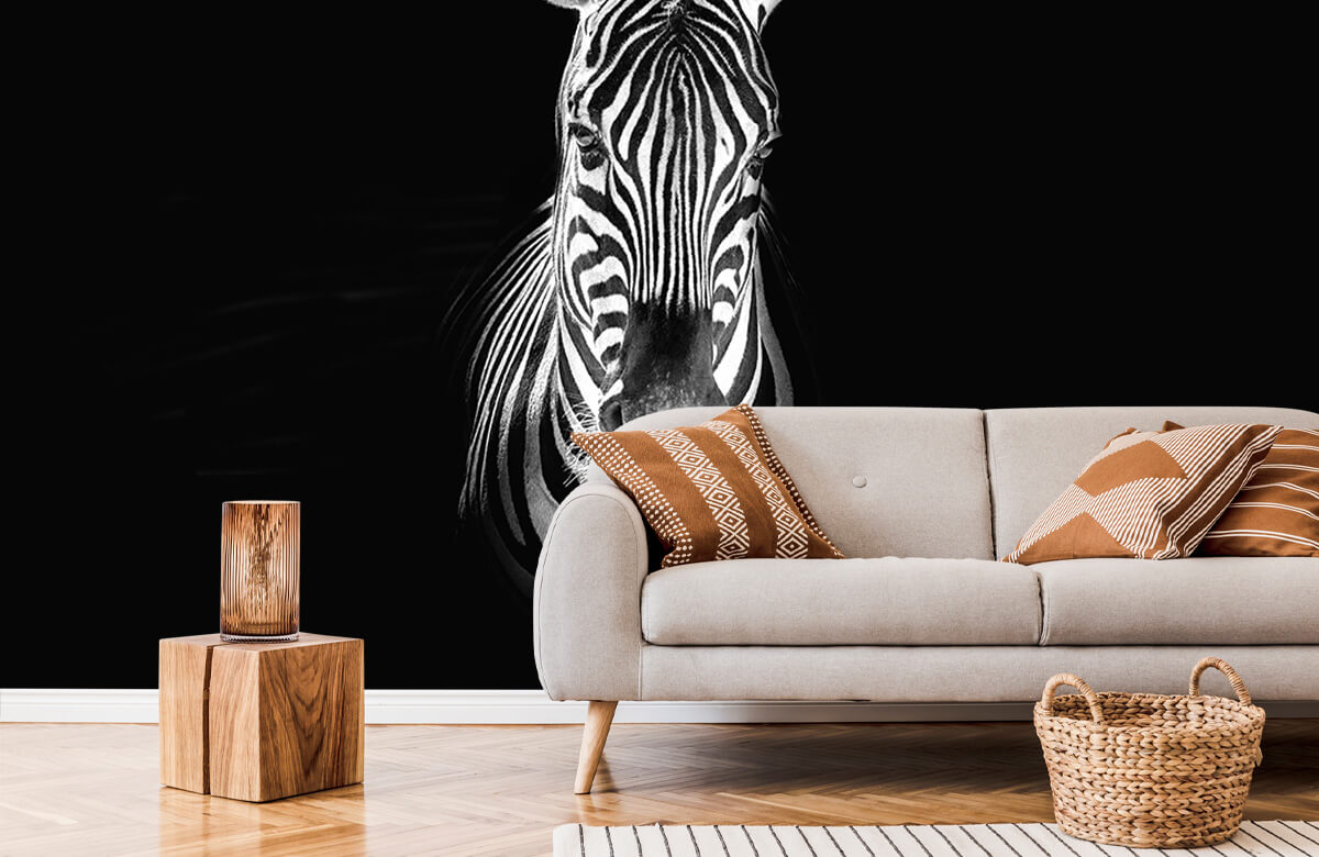 wallpaper Close-up zebra zwart-wit 6