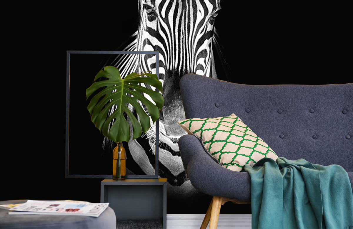 wallpaper Close-up zebra zwart-wit 10