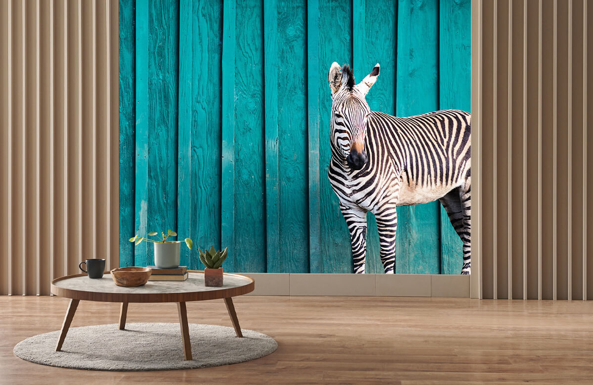 wallpaper Zebra op een blauwe achtergrond 2