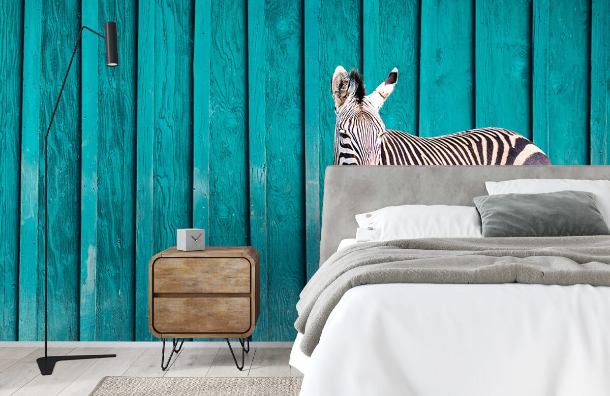 wallpaper Zebra op een blauwe achtergrond 3