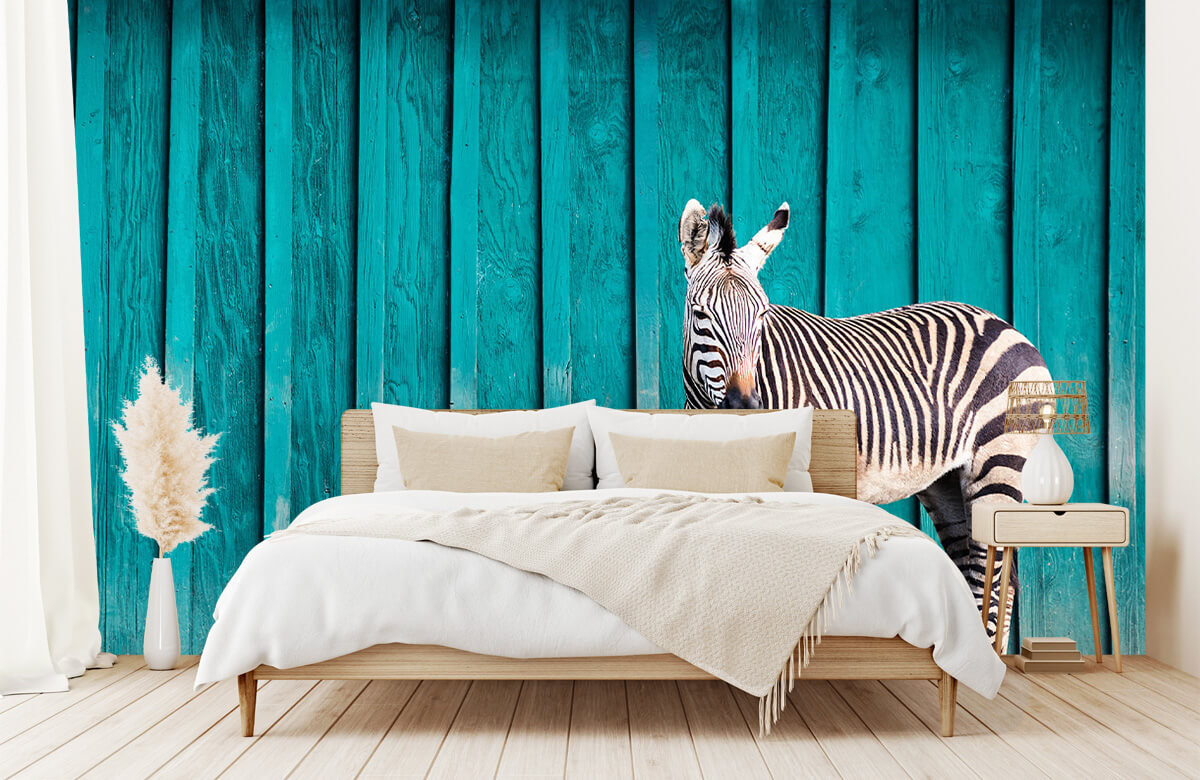 wallpaper Zebra op een blauwe achtergrond 5