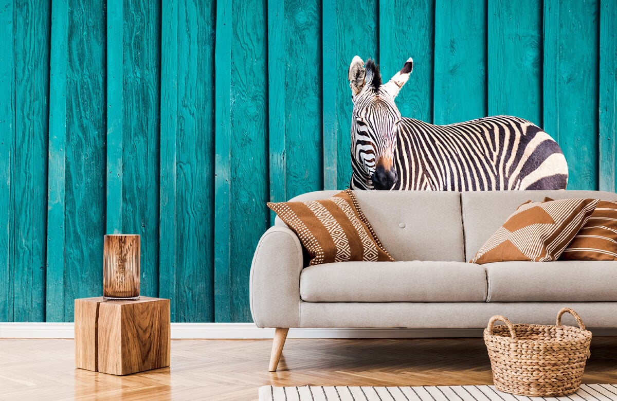 wallpaper Zebra op een blauwe achtergrond 6
