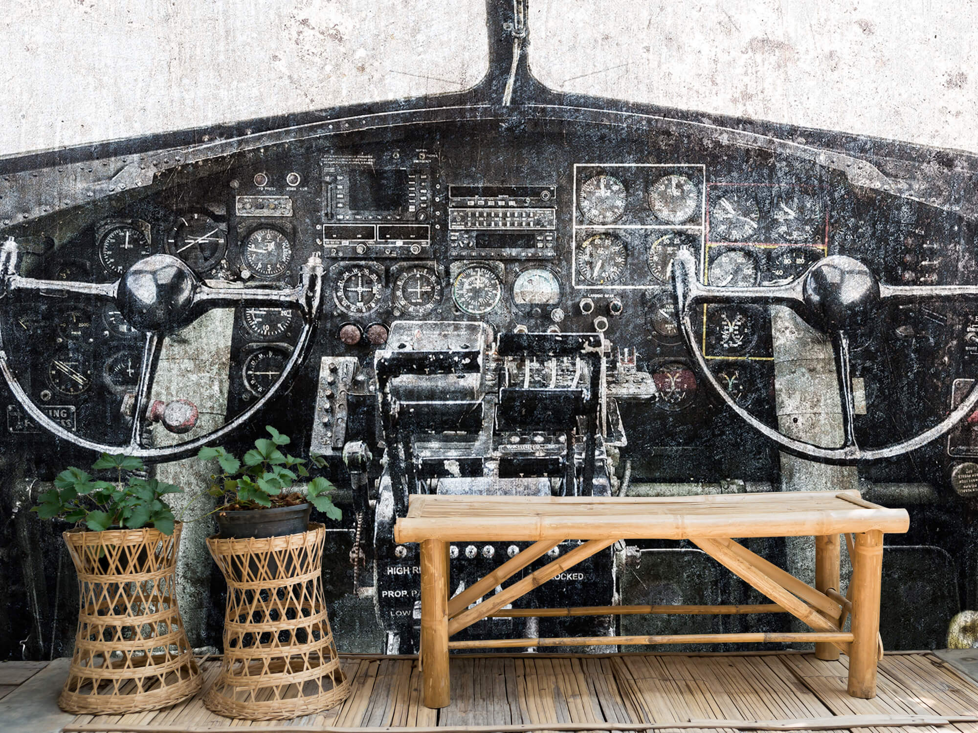 wallpaper Vintage vliegtuig cockpit 1