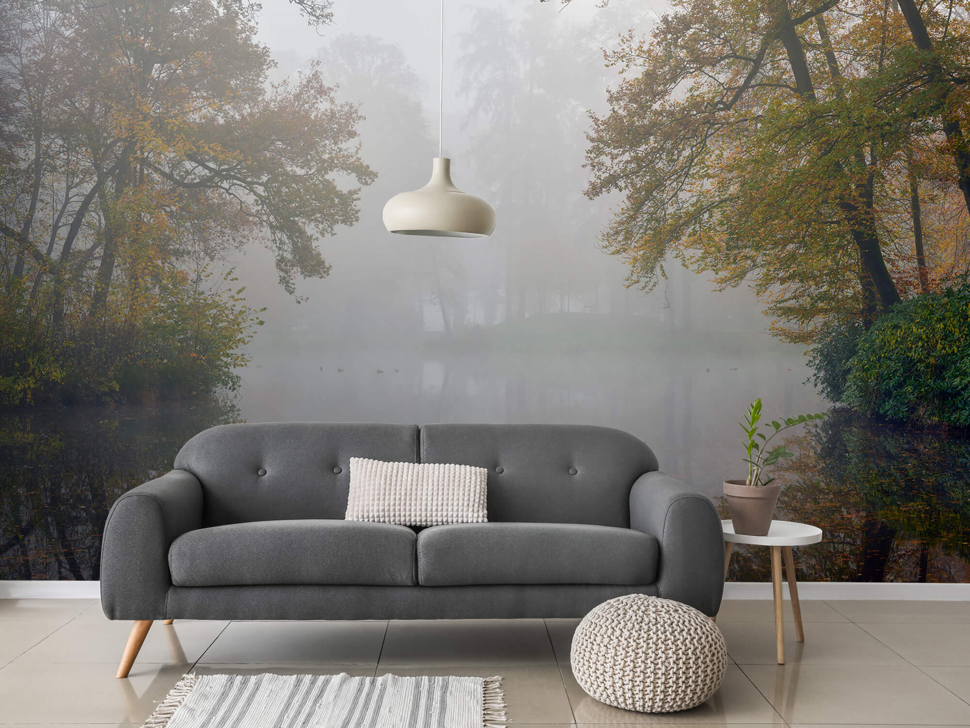wallpaper Bosvijver in de mist 3