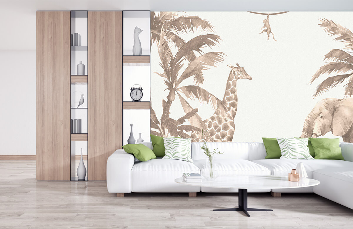 wallpaper Verschillende jungle dieren in taupe 11