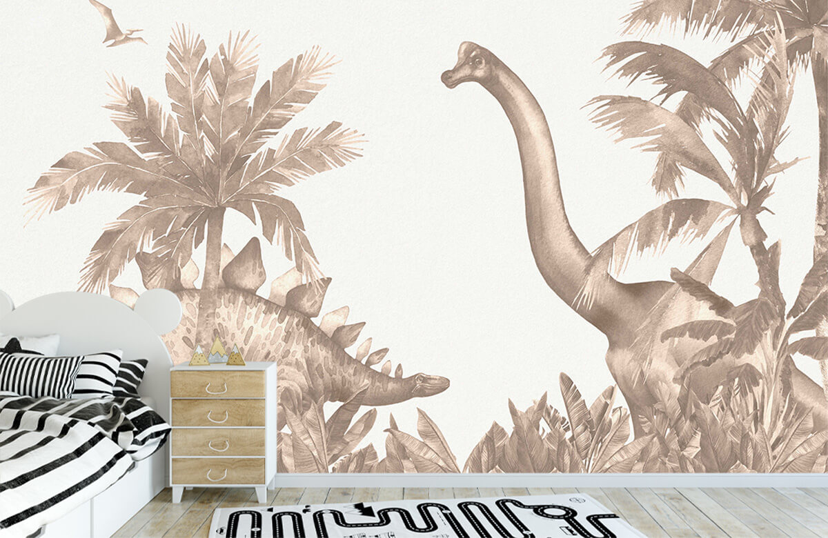 wallpaper Dinosaurussen in taupe 1