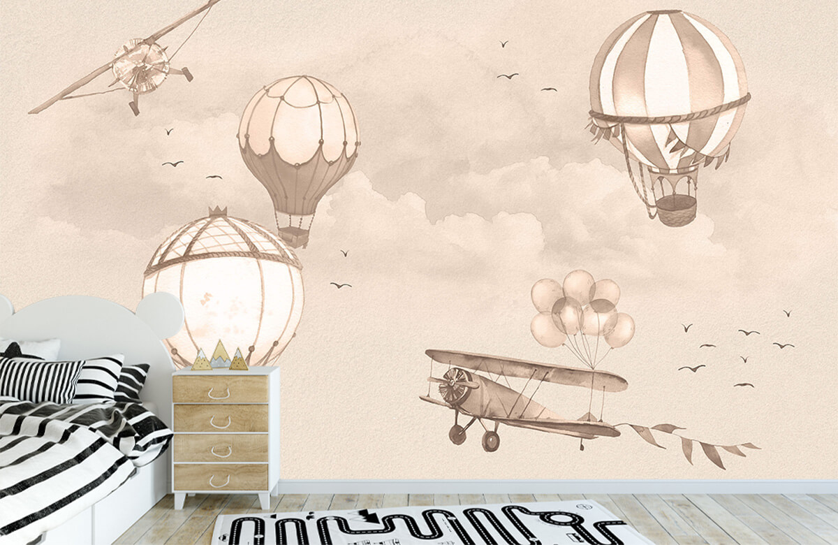 wallpaper Luchtballonnen in taupe 2