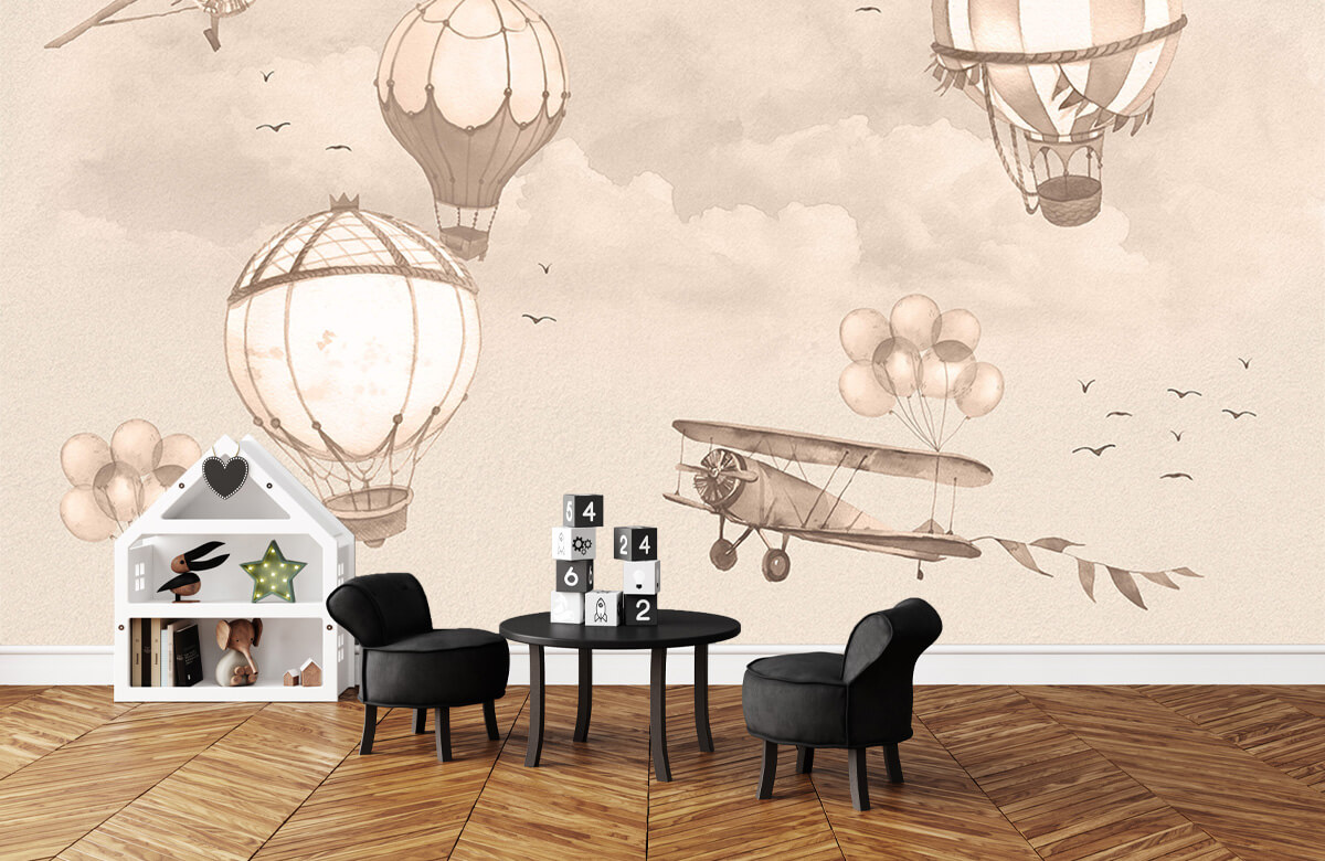 wallpaper Luchtballonnen in taupe 3