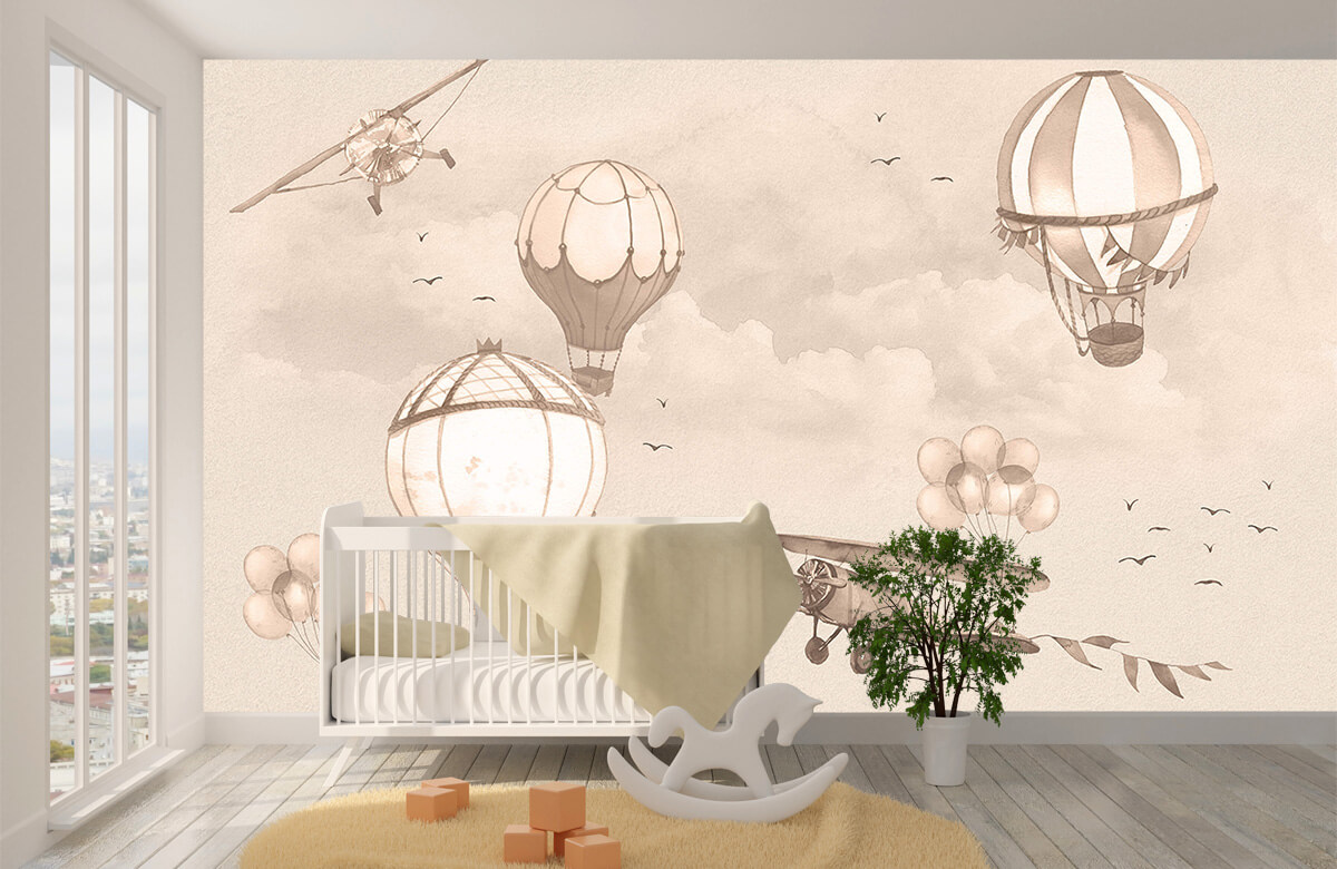 wallpaper Luchtballonnen in taupe 4