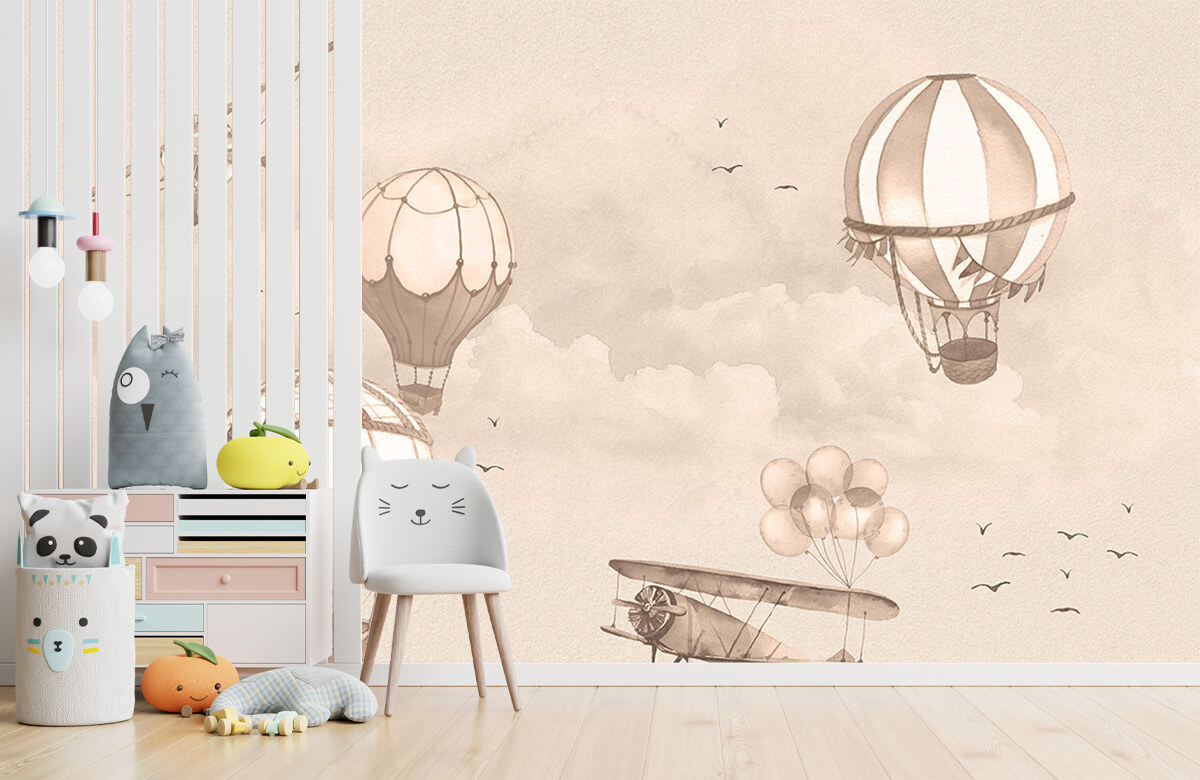 wallpaper Luchtballonnen in taupe 5