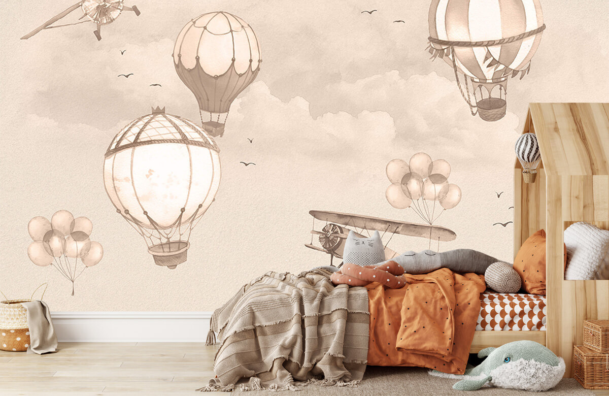 wallpaper Luchtballonnen in taupe 6