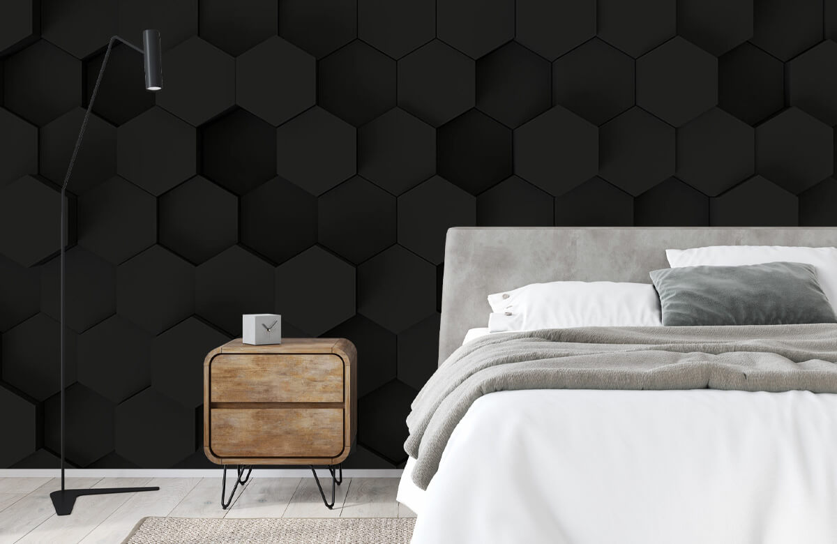 wallpaper Zwarte Hexagons 3