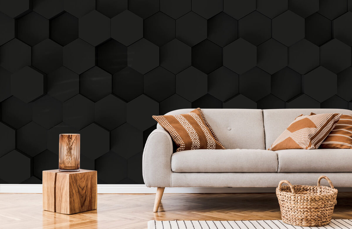 wallpaper Zwarte Hexagons 6