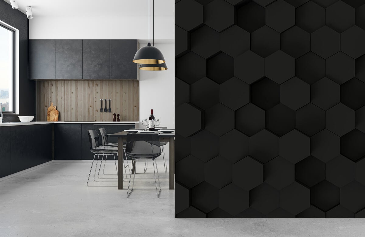 wallpaper Zwarte Hexagons 9
