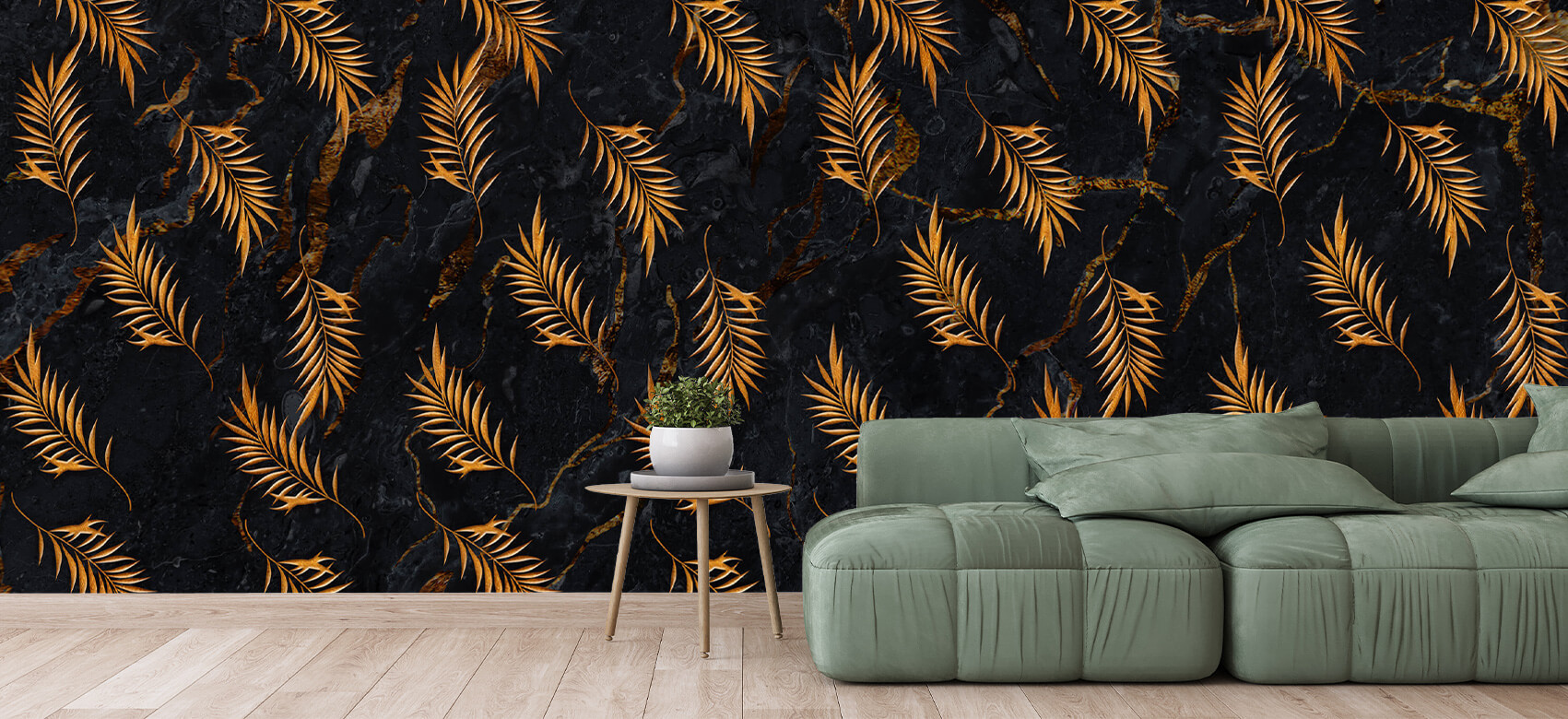 wallpaper Tropische bladeren op marmer 1